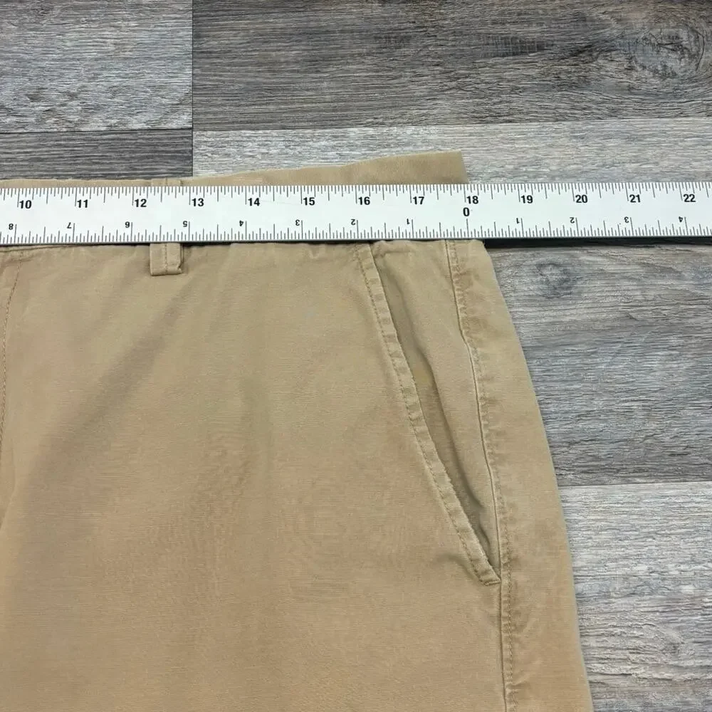 J Crew Broken-In Rivington Khaki‎ Tan Mens 36 Flat Front Preppy Chino Shorts EUC